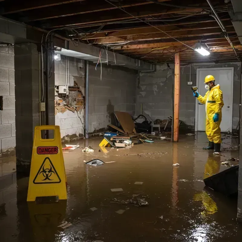 Flooded Basement Electrical Hazard in Calhoun County, IL Property